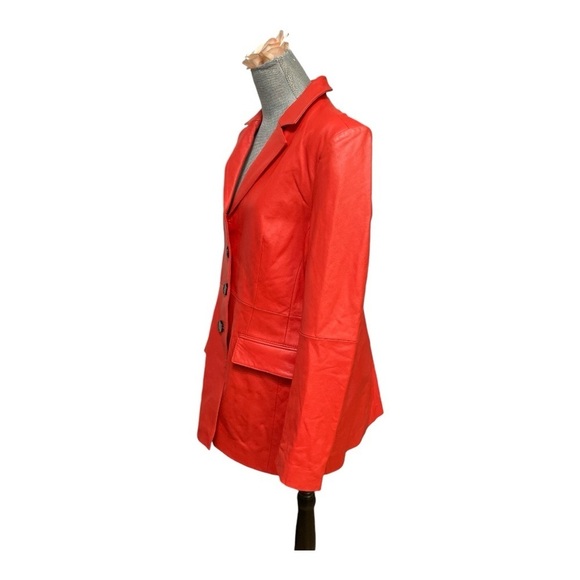 ASOS DESIGN premium Red leather waisted suit blazer size 14 - Picture 5 of 14